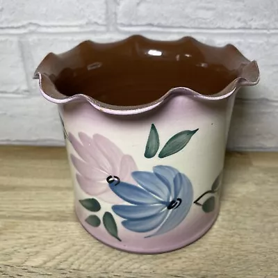 Vintage Holkham Pottery Cyril Ruffles Floral Pattern Planter Plant Pot H 12 Cm • £9.99