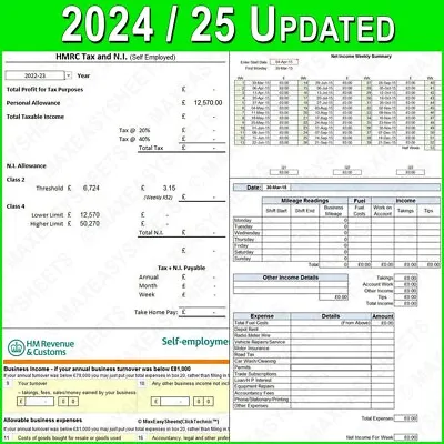 Cab Taxi Driver Log Book Bookkeeping Spreadsheet Record Accounting Daily/Weekly • £5.99