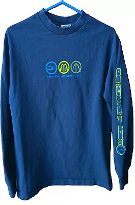 Vintage Y2K OP Ocean Pacific Men's Blue Graphics L/S Surfer Tee T-Shirt Top M • $21.99