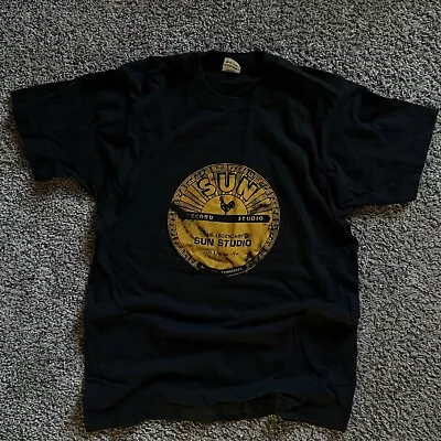 Vintage 90s Sun Records T Shirt Black Large Single Stitch • $30