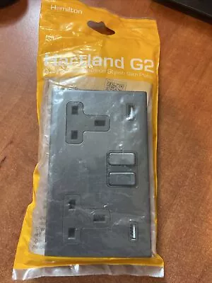 Hamilton Hartland  G2 7G2ASS2USBULTGA 2 Gang Anthra Gray Socket With 2 Usb • £12