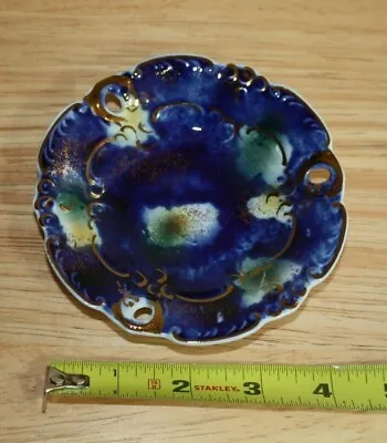 Vintage Wallendorf Echt Kobalt Porcelain Germany Cobalt Blue Gold 4  Small Plate • $19.99