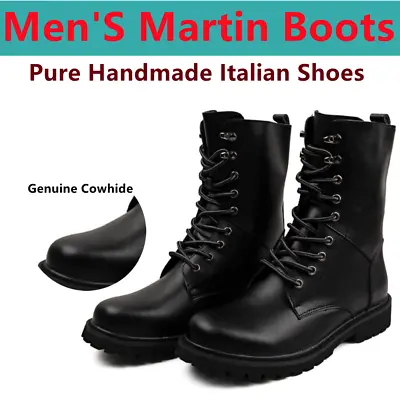 Men Women 100% Leather Boots Army Combat Patrol Boots Cadet Military Security WR • £27.97