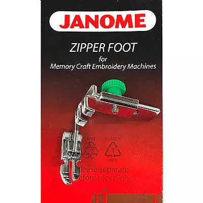 Janome Zipper Foot #200334002 For Memory Craft Embroidery High Shank Machines • $18.99