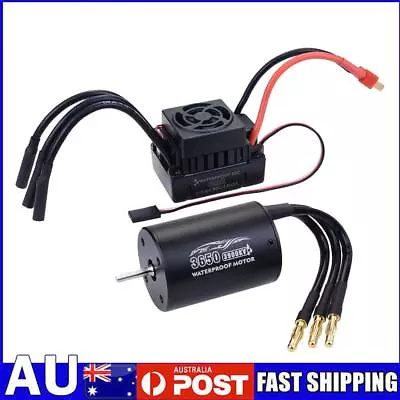 Universal Waterproof 3650 3900KV Brushless Motor 60A ESC Combo For 1/10 RC Cars • $59.19