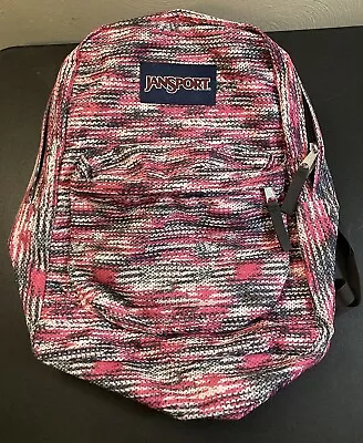 Jansport Superbreak Pink White Black Backpack Bookbag Zipper Adjustable Straps • £14.80