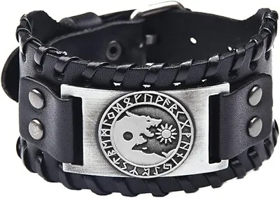 Yin Yang Wolf Bracelet - Norse Viking Runes Amulet • $6.99