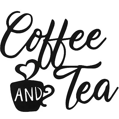 Coffee Sign And Tea Bar Metal Hanging Wall Art 12 X 10.2 Inch Black Cup Decor Le • $11.88