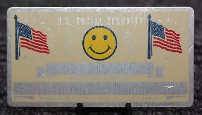 Metal Smiley Face Social Security ID Card Custom Engraved [080CHR] • $7