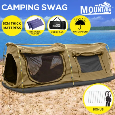 $199.99 • Buy Mountview King Single Swag Camping Swags Canvas Dome Fly Tent Hiking Mattress