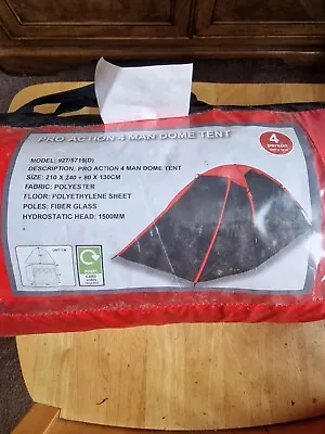 Pro Action 4 Man Dome Camping Tent With Porch. Never Used • £19.99