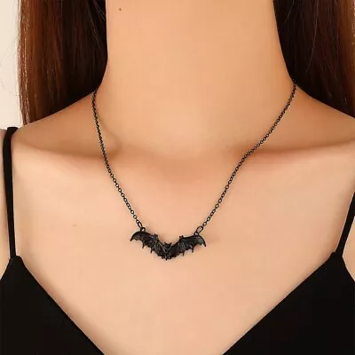 Punk Retro Gothic Bat Pendant Necklace Women And Men Jewelry Halloween Gif ^(UK • £2.84