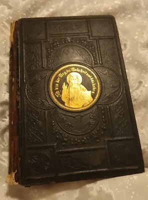 Antique German Catholic Bible Benziger Brothers C. 1886 Estate Collectable Bible • $300