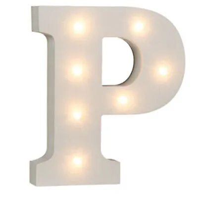 16cm Illuminated Wooden Letter P With 7 Led Sign Message Decor Party Home Gift • £2.99