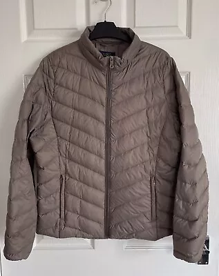 M&S Lightweight Down & Feather Jacket Mink  Concealed Hood - Size 14 • $23.98