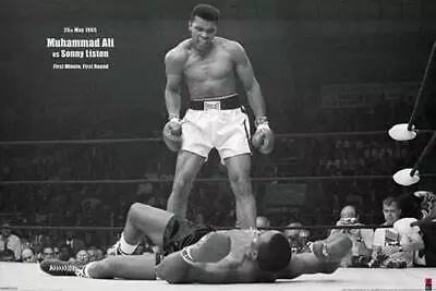 Muhammad Ali LISTON KNOCKOUT Black-and-White Boxing Horizontal 24x36 POSTER • $16.99