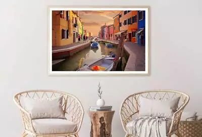 Boats On Burano Venice Sunset Print Premium Poster High Quality Choose Sizes • £8