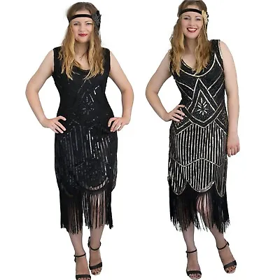 1920s Dress Women Flapper Gatsby Costume Evening Plus Size Party Fancy Dress UK • £29.97