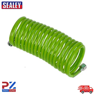 Sealey Sa335g Pe Coiled Air Hose 5m X 5mm With 1/4 Bsp Unions • £12.39