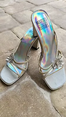 Mootsies Tootsies Lady's Heel Slides In Silver In Size 8 In Overall Good Cond. • $20