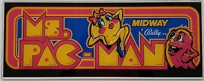 MS PACMAN Marquee Midway Logo Screen Printed ON GLASS!  - PA EXCLUSIVE! • $120