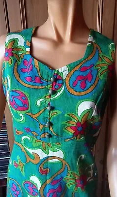 Vintage 60s /70s Bright Cotton Psychedelic  Shift Dress By Peter Barron Size 12  • £37.50