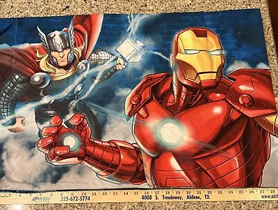 Marvel Avengers Reversible Pillow Case Fabric 29”x20” EUC Hulk Thor Ironman Capt • $10