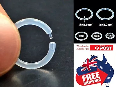 $4.95 • Buy Acrylic Clear Flexible Hoop Clicker Ring Retainer Body Piercing Nose Ear Lip 1pc