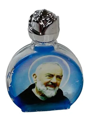 Vintage Patron Saint Padre Pio Icon On Glass Holy Water Bottle 1/2 Oz • $9.97