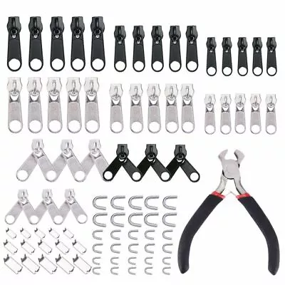 £8.98 • Buy 84pcs Replacement Zipper Repair Kit Metal Zip Slider + Install Pliers Uk