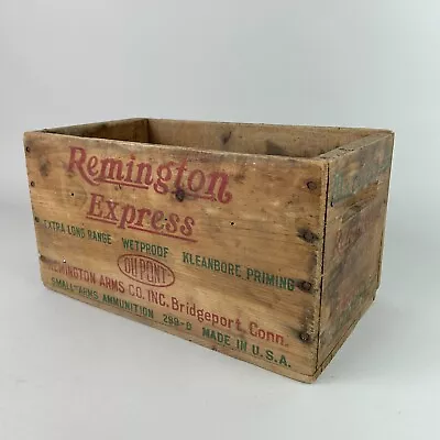 Vintage Remington Express Wooden Box Crate Dupont Ammo Wood Made USA 299-D • $44.65
