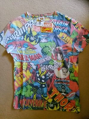 £8.99 • Buy Mens Boys Marvel Comics T Shirt Novelty Soft Light Short Sleeve Primark Bnwt M
