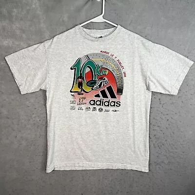 Vintage 90s Adidas 10K Run Marathon T Shirt Adult Medium Gray Mens • $14.99