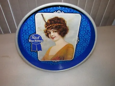 Vintage Pabst Blue Ribbon Beer TRAY Girl Flapper 13  Metal • $16.99