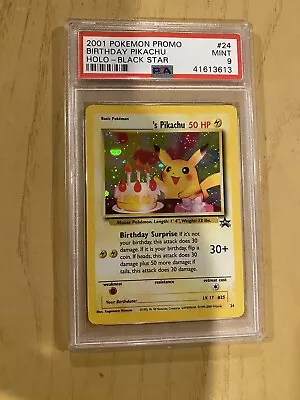 2001 Pokemon Birthday Pikachu Black Star Promo - Holo PSA 9 • $150