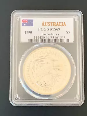 INAUGURAL KOOKABURRA 1990 AUSTRALIA 999 Silver $5 1oz SILVER COIN PCGS MS69 • $229