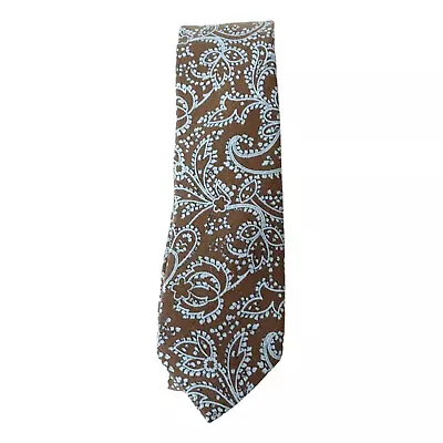 ORIGINAL PENGUIN Brown Blue Paisley Cotton Woven Slim Tie • $19.99