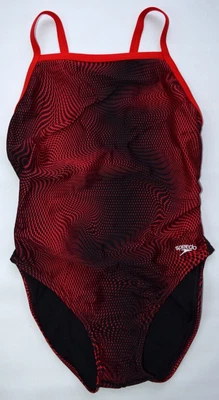 $8.99 • Buy SPEEDO Hydro Amp Flyback Power Flex Red & Black Swimsuit 7719817 Womens 10/36