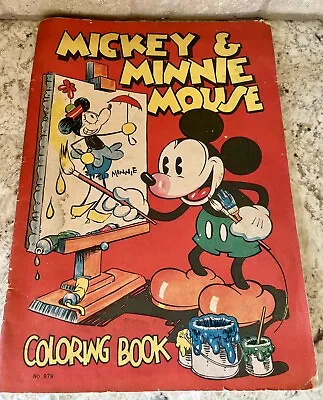 Rare Unused Disney Coloring Book Mickey & Minnie Mouse 1933 Studio Illustrated • $36