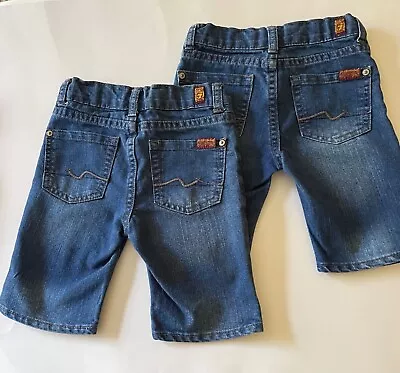 Two Pairs LOT  7 For All Mankind Denim Jean Shorts Adjustable Toddler  Size 3T • $14