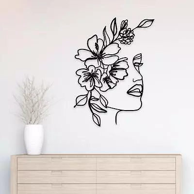 Metal Wall Art Feminine Line Art Wall Sculpture For Home Bathroom Wall Decor • £10.40