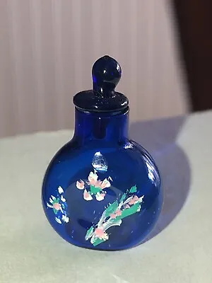 Dollhouse Miniature Artisan Made Painted Cobalt Blue Glass Bottle With Stopper • $29.99