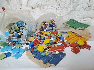 Ceramic Tile Craft Mosaic Art Supply Whole Pieces Small Square Lot Colorful • $22