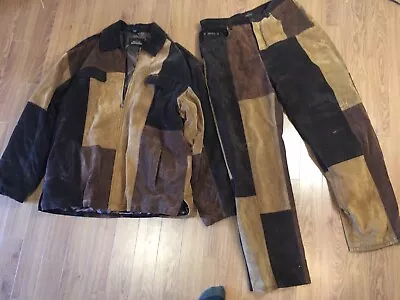 Vintage Enyce Suede Leather Pants And Jacket Patchwork Rare • $100