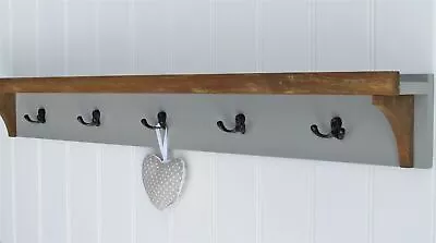 Grey Hat And Coat Rack With Shelf 5 Double Peg Hooks • £44.99