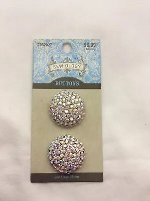 $6.99 • Buy Sew-ology 2 Iridescent Rhinestone Shank Buttons 25mm