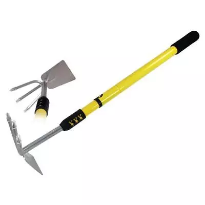 Telescopic Hand Twin Head Hoe Cultivator Fork Extendable Garden Tool Weeding • £9.50