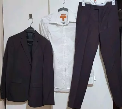 Egara Orange Mens 3 Piece Suit - Jacket + Pants Shirt Extreme Slim Fit 35S/29W  • $59