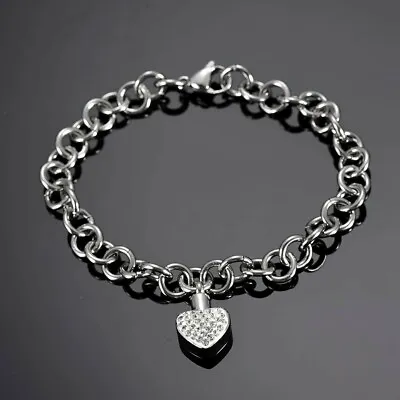 Heart Diamante Bracelet Keepsake Cremation Urn Ashes Funeral Memorial Jewellery. • £14.95