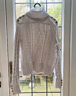 Holland Cooper Chunky Roll Neck Jumper White/Natural Size XS • £70